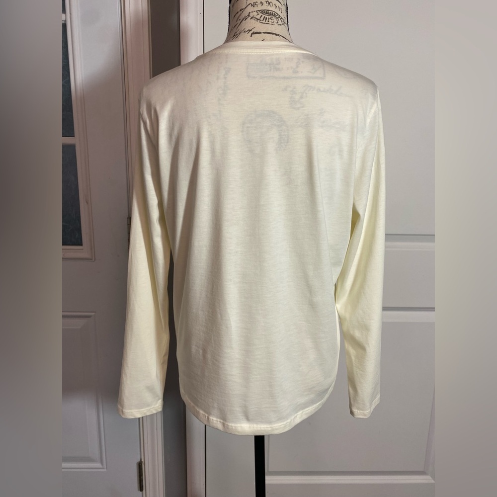Lands' End Cream Supima Cotton Long Sleeve Tee Medium/M A - Picture 2 of 10